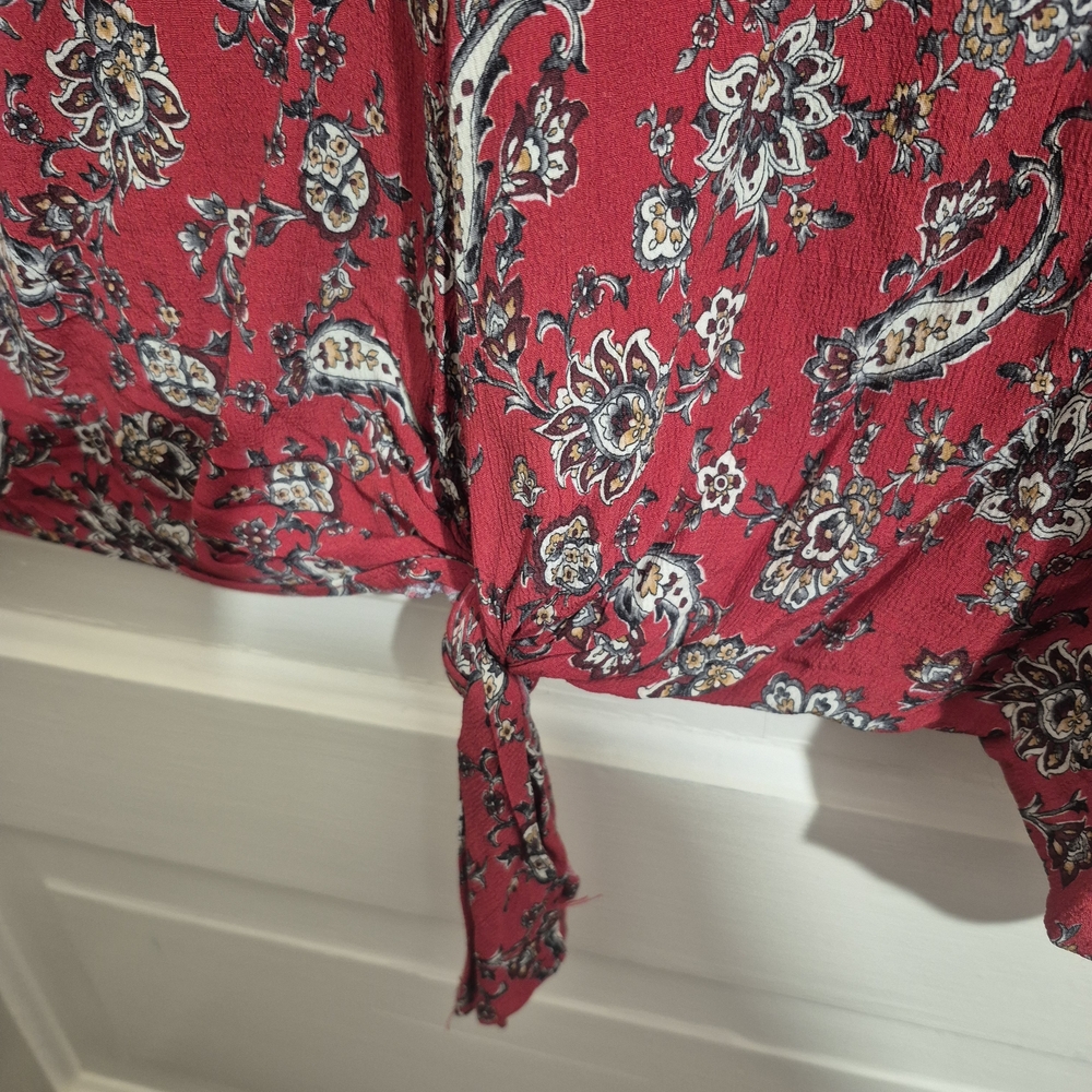 Karen Kane Red Floral Tie-Front Blouse Boho Western 2XL - Picture 6 of 6